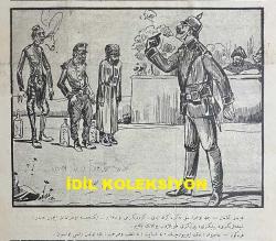 Osmanlıca Karagöz Mizah Dergisi-Gazetesi, Orijinal Dönem Basım, (Ottoman Magazine-Newspaper-Journal Illustré Kara-Gueuz) - 21 Eylül 1914 - Sayı: 664 - Hicri: 20 Şevval 1332 - Rumi: 8 Eylül 1330 - Karikatürist Ali Fuat Bey'in Çalışması: 