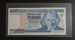 7.EMİSYON NADİR A SERİSİ (A04) 250.000 LİRA ÇİL KONDİSYONDA
