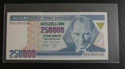 7. EMİSYON NADİR B SERİSİ 250.000 LİRA ÇİL KONDİSYONDA