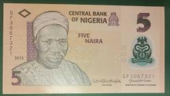 NİJERYA  2009 5 NAIRA  PLASTİK  ÇİL POLİMER