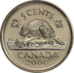 KANADA 5 Cent, 2008 ÇİL (Kraliçe II. Elizabeth)
