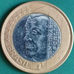 BREZİLYA  2002   1  REAL  HATIRA 100. Yıldönümü - Juscelino Kubitschek de Oliveira'nın Doğumu