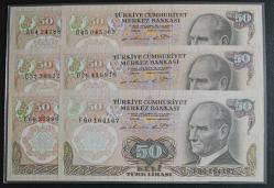 6. EMİSYON HARF TAKIMI 50 LİRA ÇİL KONDİSYONDA