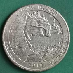 AMERİKA  2018 D    25 CENT  ÇEYREK DOLAR  HATIRA Güzel Amerika Çeyrekleri - Apostle Adaları Ulusal Göl Kıyısı