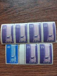 Cumhuriyet  Avrupa pulları 25+40    7 Adet