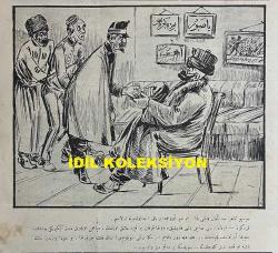 Osmanlıca Karagöz Mizah Dergisi-Gazetesi, Orijinal Dönem Basım, (Ottoman Magazine-Newspaper-Journal Illustré Kara-Gueuz) - 23 Eylül 1914 - Sayı: 665 - Hicri: 3 Zilkade 1332 - Rumi: 10 Eylül 1330 - Karikatürist Ali Fuat Bey'in Çalışması: 