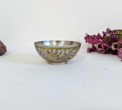 Antika Pirinç Hamam Tası - Cami desenli Çiçek Süslemeli - Şifa Tası