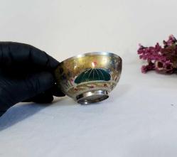 Antika Pirinç Hamam Tası - Cami desenli Çiçek Süslemeli - Şifa Tası