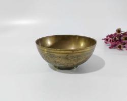 Antika Pirinç Hamam Tası - Çiçek Süslemeli - Şifa Tası