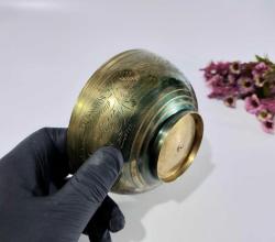 Antika Pirinç Hamam Tası - Çiçek Süslemeli - Şifa Tası