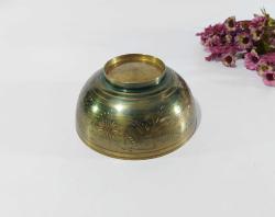 Antika Pirinç Hamam Tası - Çiçek Süslemeli - Şifa Tası