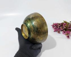 Antika Pirinç Hamam Tası - Çiçek Süslemeli - Şifa Tası