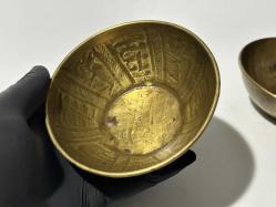 Antika Pirinç Hamam Tası - Eski yazılı -  Süslemeli - Şifa Tası - 2 ADET