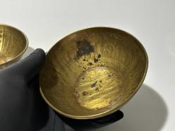 Antika Pirinç Hamam Tası - Eski yazılı -  Süslemeli - Şifa Tası - 2 ADET