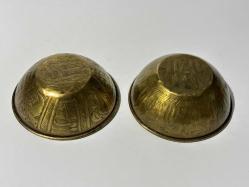 Antika Pirinç Hamam Tası - Eski yazılı -  Süslemeli - Şifa Tası - 2 ADET