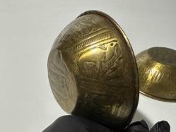 Antika Pirinç Hamam Tası - Eski yazılı -  Süslemeli - Şifa Tası - 2 ADET