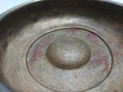 Antika Pirinç Hamam Tası - Çiçek Süslemeli - Şifa Tası - Çok Büyük Boy