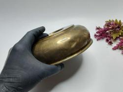 Antika Pirinç Hamam Tası - Çiçek Süslemeli - Şifa Tası - Çok Büyük Boy