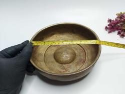 Antika Pirinç Hamam Tası - Çiçek Süslemeli - Şifa Tası - Çok Büyük Boy