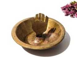 Antika Pirinç Hamam Tası - Fatma Ana ELi Eski Yazılı - Süslemeli - Şifa Tası - Büyük Boy