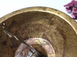 Antika Pirinç Hamam Tası - Fatma Ana ELi Eski Yazılı - Süslemeli - Şifa Tası - Büyük Boy