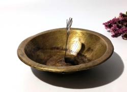 Antika Pirinç Hamam Tası - Fatma Ana ELi Eski Yazılı - Süslemeli - Şifa Tası - Büyük Boy