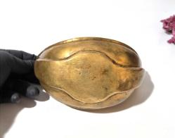 Antika Pirinç Keşkülü Fukara - Eski Yazılı - Süslemeli - Şifa Tası