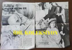 PRENSES DIANA'NIN FOTOĞRAFLI DERGİ SAYFASI (3 YAPRAK, TOPLAM 6 SAYFA) - A MAGAZINE CLIPPING OF PRINCESS DIANA - 32 x 23 cm EBADINDA - FRANSIZCA DERGİDEN, PRINCESS DIANA & PRINCE WILLIAM ve KRALİYET AİLESİNİN TOPLUCA FOTOĞRAFI
