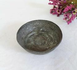 Antika Bakır Hamam Tası - Çiçek Kabartmalı Göbekli - Şifa Tası - Çocuk Boy