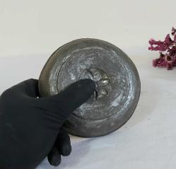 Antika Bakır Hamam Tası - Çiçek Kabartmalı Göbekli - Şifa Tası - Çocuk Boy