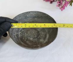 Antika Bakır Hamam Tası - Çiçek Kabartmalı Göbekli - Şifa Tası - Çocuk Boy