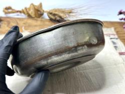 Antika Bakır Hamam Tası - Çiçek Süslemeli - Şifa Tası - Çok Büyük Boy