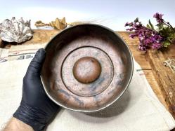 Antika Bakır Hamam Tası - Çiçek Süslemeli - Şifa Tası - Çok Büyük Boy