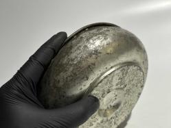 Antika Bakır Hamam Tası - Çiçek Süslemeli Göbekli - Şifa Tası - Çok Büyük Boy - GÜMÜŞ RENKLİ