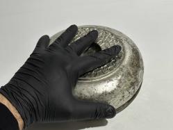 Antika Bakır Hamam Tası - Çiçek Süslemeli Göbekli - Şifa Tası - Çok Büyük Boy - GÜMÜŞ RENKLİ