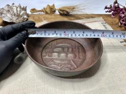 Antika Bakır Hamam Tası - AYA SOFYA Kabartmalı - Süslemeli Şifa Tası - Çok Büyük Boy - NADİR