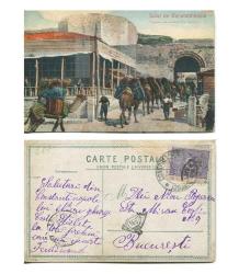 Osmanlı Dönemi Istanbul - Develerle Kömür Taşımacılığı (Transport de Charbons par Chameaux) Renkli Kartpostal - 1920'ler Bükreş Varışlı