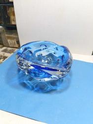 MAVİ MURANO KALP ŞEKLİNDE CAM KÜLLÜK-KÜL TABLASI