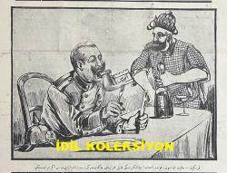 Osmanlıca Karagöz Mizah Dergisi-Gazetesi, Orijinal Dönem Basım, (Ottoman Magazine-Newspaper-Journal Illustré Kara-Gueuz) - 5 Ekim 1914 - Sayı: 669 - Hicri: 15 Zilkade 1332 - Rumi: 22 Eylül 1330 - Karikatürist Ali Fuat Bey'in Alman Ordusunun Anvers'i İşgaline Dair Çalışması: 