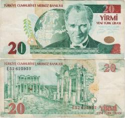 ** 8. EMİSYON 20 YTL E52 YENİ TÜRK LİRASI. ÇOK TEMİZ(-)