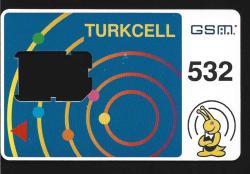 3K = TURKCELL SİM  KART ( SİM  YUVASI  BOŞ - 532 ) TEMİZ ve NADİR