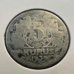 Türkiye 5 Kuruş 1939. Kapamasında.