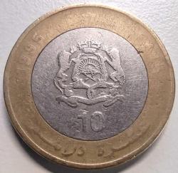 Fas 1995 10 Dirhem Koleksiyonluk Bi-Metal Para