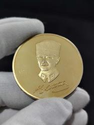 GAZİ MUSTAFA KEMAL ATATÜRK'ÜN VEFATI ANISINA YAPILMIŞ ALTIN KAPLAMA NADİR MADALYON