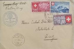 İSVİÇRE 1939 Balon damgalı  ZARF ,Nadir.