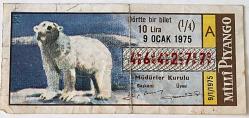 MİLLİ PİYANGO 9 OÇAK 1975  DÖRTTE BİR BİLET (A) NOT :HALİYLE