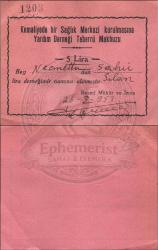 Kemaliye Sağlık Merkezi yardım makbuzu. Necmettin Sahir Sılan adına. (Orijinal Belge, Pembe, 1953, 9x14 cm.)