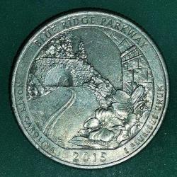 AMERİKA  2015 D    25 CENT  ÇEYREK DOLAR  HATIRA  Güzel Amerika Çeyrekleri - Mavi Ridge Park Yolu