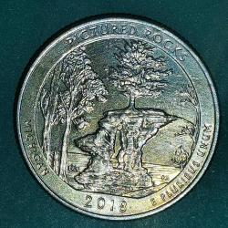 AMERİKA  2018  D    25 CENT  ÇEYREK DOLAR  HATIRA  Güzel Amerika Çeyrekleri - Pictured Rocks Ulusal Göl Kıyısı