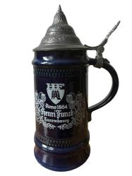 Lüksemburg Şerbetçiotu Desenli Zin Kapaklı Seramik Bira Bardağı Tankart